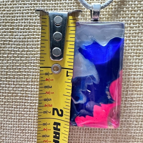 Pendant Necklace Artisan Unique OOAK Handmade Hand painted 2x1  abstract  4174 B - Picture 7 of 8